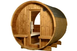 Almost Heaven Evander 6-Person Half-Moon Canopy Barrel Sauna (Heritage Collection)