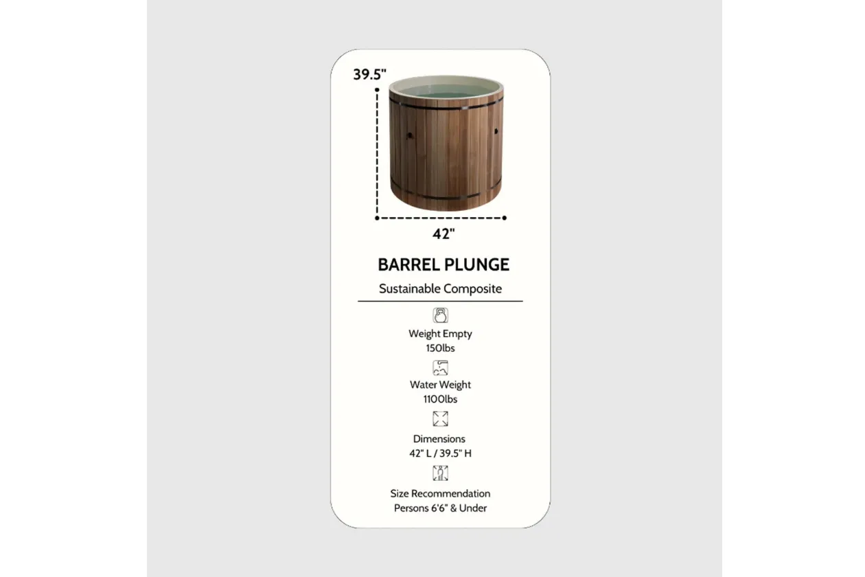 Dynamic Cold Therapy Pacific Cedar Barrel Cold Plunge (Oval) (🧨JULY 4th SALE)