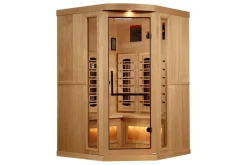 Golden Designs 2-3 Person 8000 Reserve Series Corner Infrared Sauna (w/ Himalayan Salt Bar)