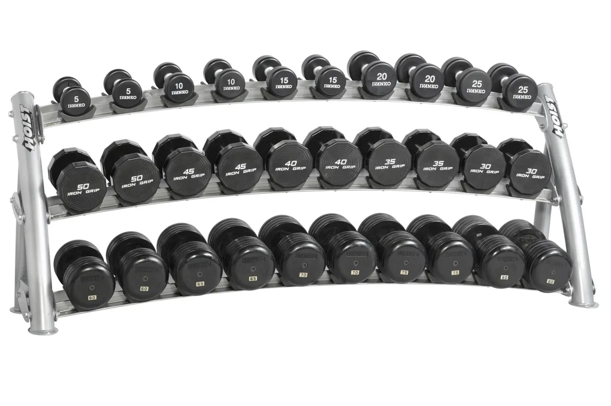 Hoist 3-Tier Horizontal Saddle Dumbbell Rack (CF-3461-3) (15 Pair)