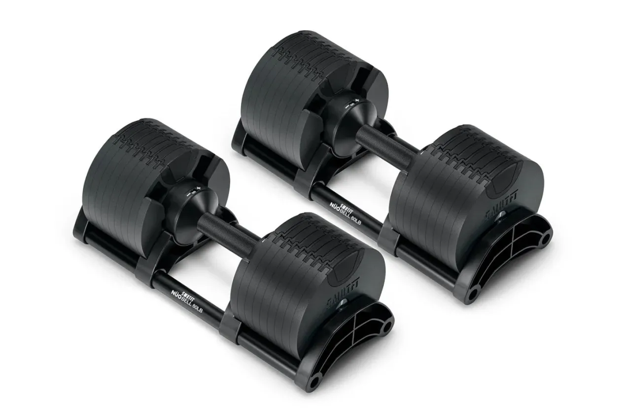NÜOBELL 80lb Adjustable Dumbbells (Matte Black)